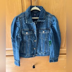 NWT Gap Kids denim jacket - Medium - rhinestones and puffed sleeves